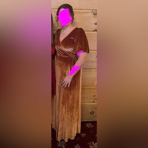 Burn orange velvet Baltic born wrap dress